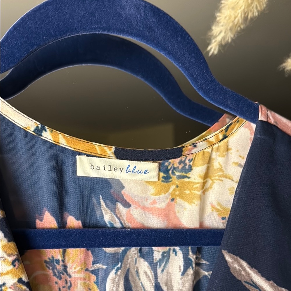Bailey Blue Navy Floral Wrap Style Maxi Dress Boho Romantic Flowy Wedding Guest - Picture 4 of 6